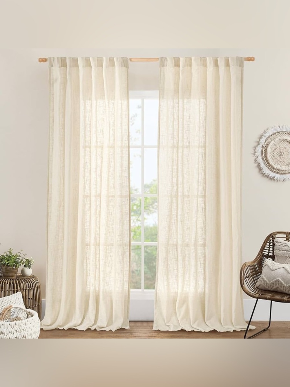 Farmhouse Beige Linen Curtains